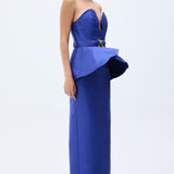 Strapless Midi Dress With Sculptural Waist And Swarovski Stone Detail