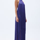 Fringed Maxi Dress With Swarovski Stoned Gold Necklace Detail