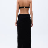 Black Backless Cut Out Maxi Dress With Handmade Rope Detailed Bra & Slit In The Front