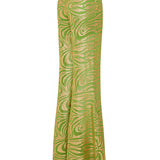 Gold Sequined Pistachio Green Chiffon Wide Leg Pants