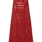 Brick Linen Maxi Skirt With Sequined Stripes & Handmade Belt Detail