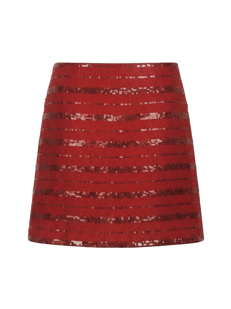 brick-linen-mini-skirt-with-sequined-stripes-handmade-belt-detail raisa_vanessa brick-linen-mini-skirt-with-sequined-stripes-handmade-belt-detail