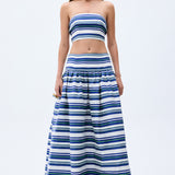 Navy Striped Maxi Skirt