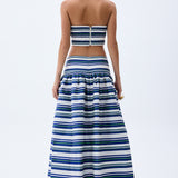 Navy Striped Maxi Skirt