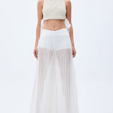 Crystal And Pearl Beaded Hand Embroidered Top With Chiffon Details