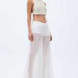 Crystal And Pearl Beaded Hand Embroidered Top With Chiffon Details