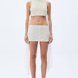 Crystal And Pearl Beaded Hand Embroidered Mini Skirt