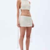 Crystal And Pearl Beaded Hand Embroidered Mini Skirt