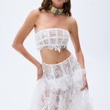 White Guipure Corset Top