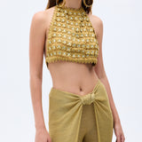 Glittered Gold Knit Pareo Pants