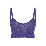 Sequined Net Crop Top With Handmade Silk Fringes