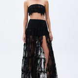 Black Guipure Gypsy Skirt