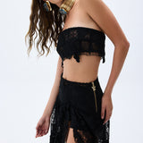 Black Guipure Gypsy Skirt