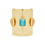 Gold Plated Bracelet With Blue and Peach Diamonds