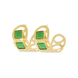 Gold Hoop Earrings With Green Diamonds