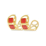 Gold Hoop Earrings With Red Diamonds