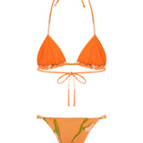 Flower Patterned Orange Bikini Set