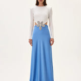 Backless Buzzy Gown With Crystal Flower On The Waist