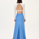 Backless Buzzy Gown With Crystal Flower On The Waist