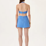 Mini Cut Out Dress With Crystal Flower On The Waist