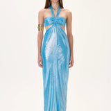 Midi Dress With Balloon Skirt And Ruched Waist