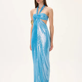 Midi Dress With Balloon Skirt And Ruched Waist