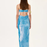 Midi Dress With Balloon Skirt And Ruched Waist