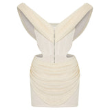 Knitted Cream Cowl Neckline Mini Dress