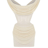 Knitted Cream Cowl Neckline Mini Dress