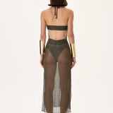 Knitted Khaki See Through Dress