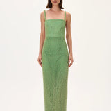 Green Corseted Pearl Gown