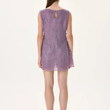 3D Crystal Studded Fabric Mini Dress With Chiffon Lining