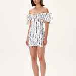 D-34BL-28031 raisa_vanessa polka-dot-pleated-organza-sculptural-mini-dress