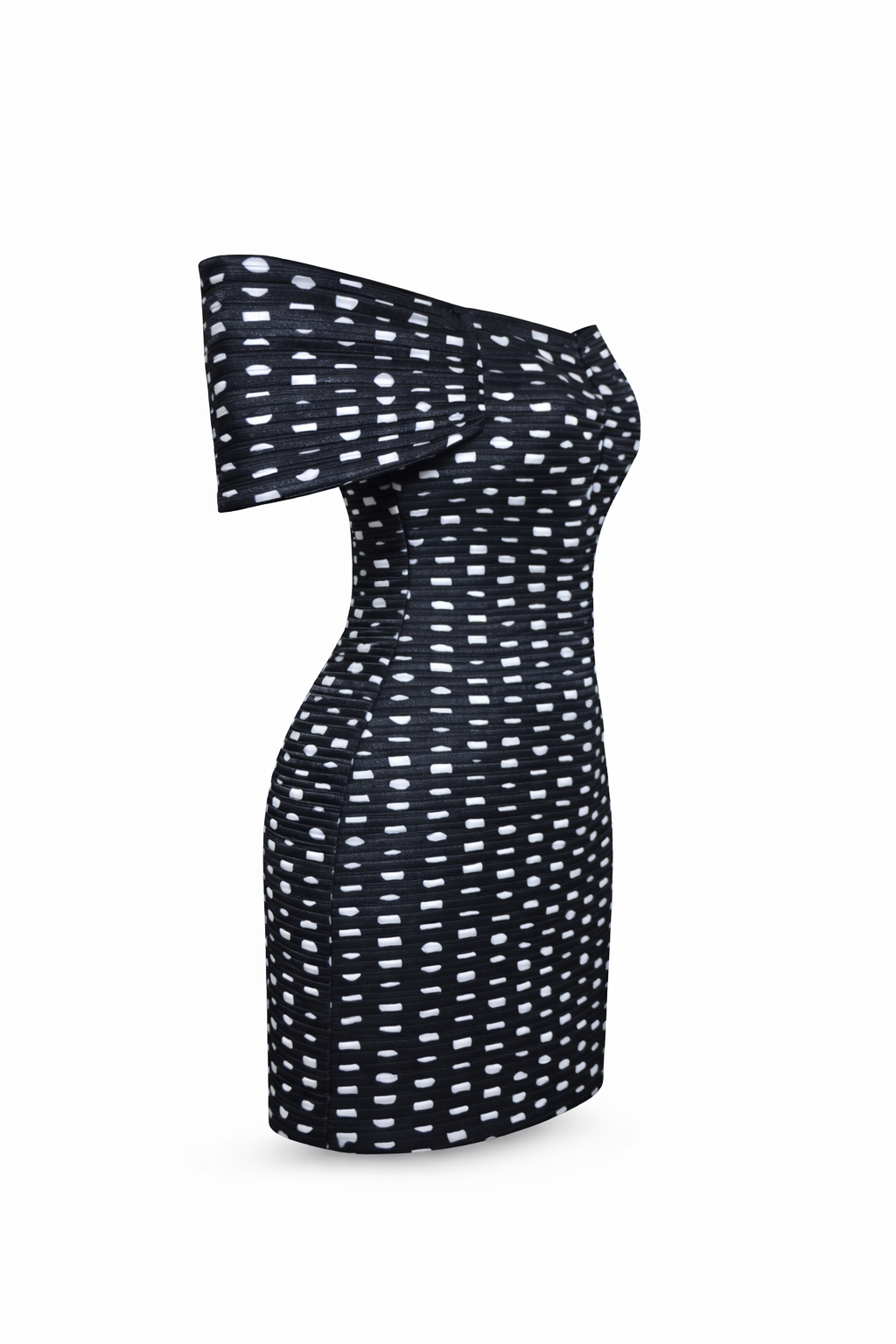 D-38BL-28033 raisa_vanessa polka-dot-pleated-organza-sculptural-mini-dress
