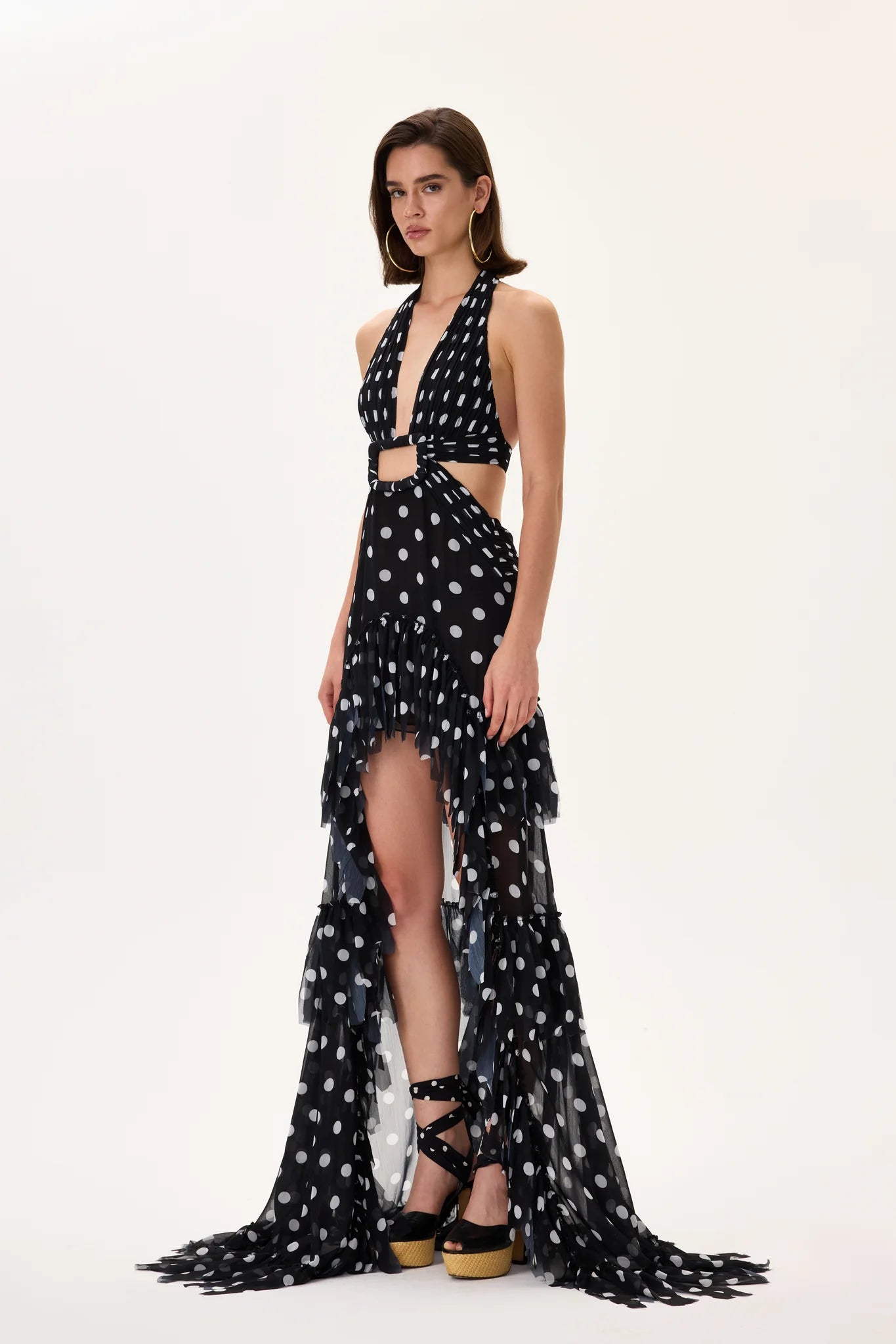 black polka dot chiffon dress Ellie Polka Dot Dress in Chiffon S