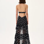 SS26-D-1044-38 raisa_vanessa black-polka-dot-chiffon-dress-with-laser-cut-fringes-and-belt-detail