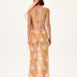 Flower Patterned See Through Chiffon Dress