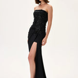 SS26-D-1049-40 raisa_vanessa black-gown-with-beaded-leaf-motive-striped-corset-top-and-fully-embroidered-flower-detail
