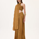 Pleated Chiffon Pants With Corseted Waist