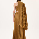 Pleated Chiffon Pants With Corseted Waist