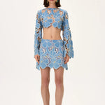 SS26-S-1002-34 raisa_vanessa denim-lace-mini-skirt-with-gold-metal-centered-flower-embroidery