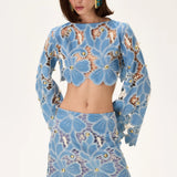 SS26-S-1002-40 raisa_vanessa denim-lace-mini-skirt-with-gold-metal-centered-flower-embroidery