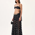 SS26-S-1030-36 raisa_vanessa black-polka-dot-chiffon-skirt-with-gold-metal-belt