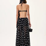 SS26-S-1030-38 raisa_vanessa black-polka-dot-chiffon-skirt-with-gold-metal-belt