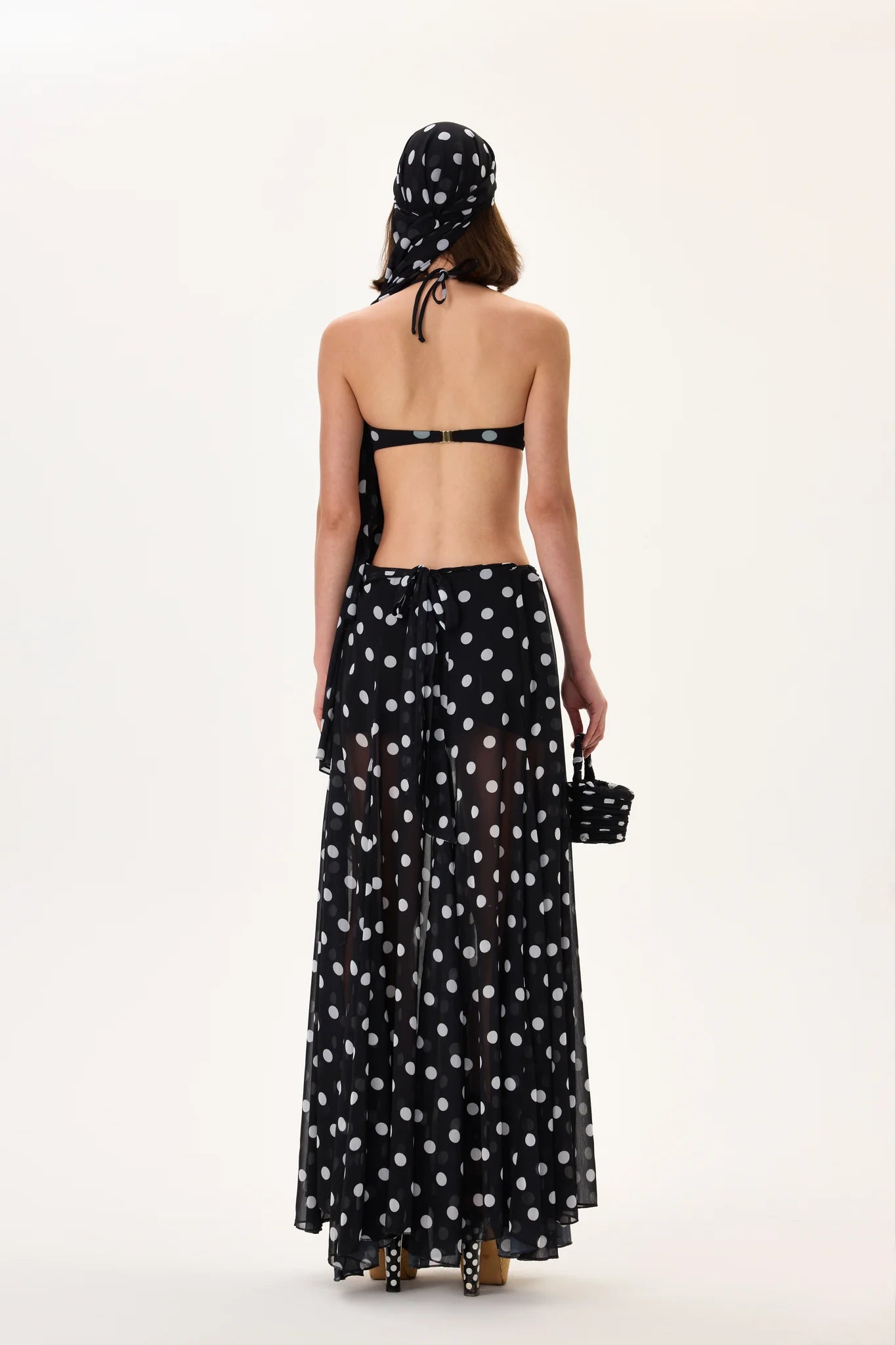 SS26-S-1030-38 raisa_vanessa black-polka-dot-chiffon-skirt-with-gold-metal-belt