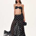 SS26-S-1030-40 raisa_vanessa black-polka-dot-chiffon-skirt-with-gold-metal-belt