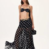 SS26-S-1030-40 raisa_vanessa black-polka-dot-chiffon-skirt-with-gold-metal-belt