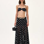 SS26-S-1030-34 raisa_vanessa black-polka-dot-chiffon-skirt-with-gold-metal-belt