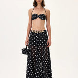 SS26-S-1030-34 raisa_vanessa black-polka-dot-chiffon-skirt-with-gold-metal-belt