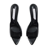 Black Patent Leather Heeled Sandals